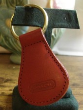 Coach Rust Color Leather Tab Style Key Chain Ring VVGUC