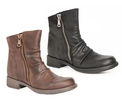 ITALy DAMEN OVYE LEDER STIEFEL BIKER SCHUHE BOOTS Stiefeletten Chelsea Cowboy - Bild 1 von 3