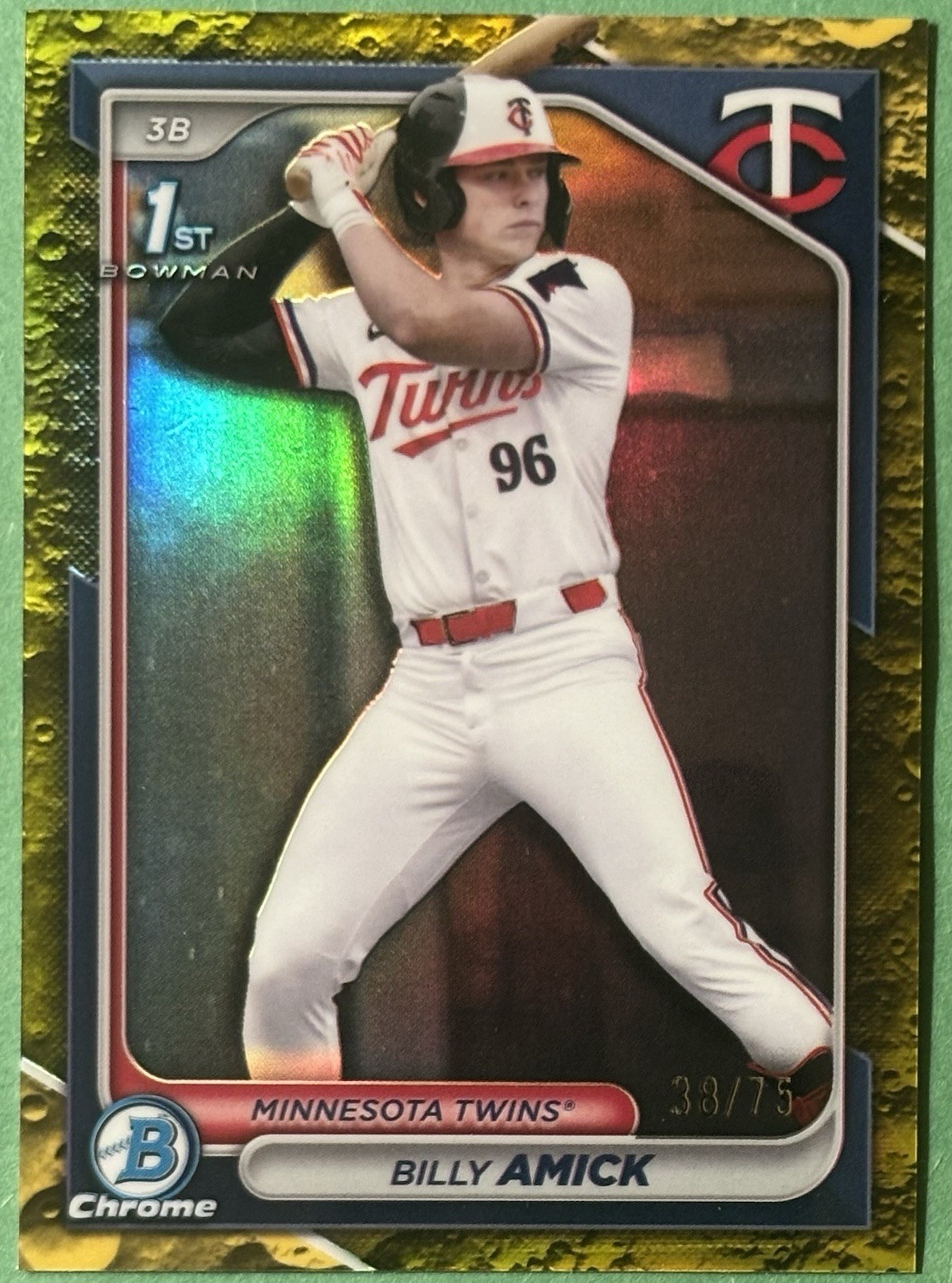 2024 Bowman Draft Chrome Billy Amick Yellow Lunar Refractor 1st Rookie RC /75