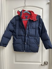 Polo Ralph Lauren Jacket Boy M 10/12 Blue Red Down Puffer Quilted Hiking Coat