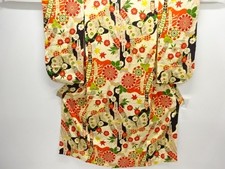 7751519: JAPANESE KIMONO / ANTIQUE KIMONO / SILK / KINSHA / BUTTERFLY