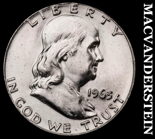 1963 Silver Franklin Half Dollar - Choice Gem Brilliant Unc+++  #G9208