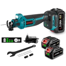 Cordless Drywall Cut Out Tool, 20V Drywall Rotary Saw 30000 RPM with 2x3.0Ah ...