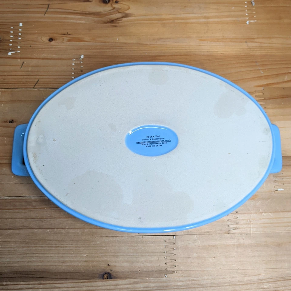 Price & Kensington Baking Dish Polka Dot Blue Ceramic Roasting Handled  - Image 4 of 4