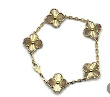 Bracelet Gold Tone Clover Flower Station Chain Lobster Clasp Womens Jewelry