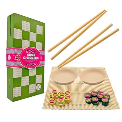 : Sushi Checkers - Game & Sushi Making Set, Folding Game Board, 24 Checkers &...