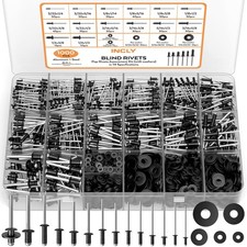 INCLY 1000PCS Pop Rivets Assortment Kit, 14 Sizes Black Rivets for Metal 3/32...
