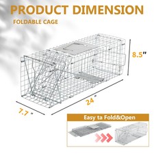 Indoor Live Animal Cage Trap 24 x 7.7 x 8.5in Humane Cat Trap Squirrels Mouse