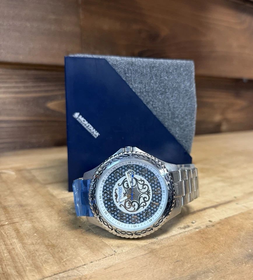 Montana Silversmith Reloj Hombre Clásico Analógico Alambre de Púas Chapado en Acero y Oro Foto 2 de 4