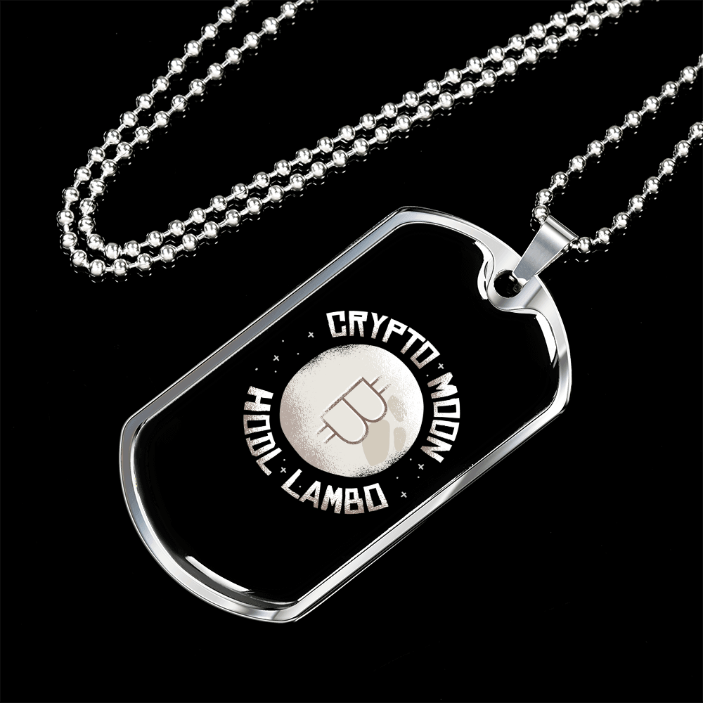 Crypto Moon Crypto Necklace Stainless Steel or 18k Gold Dog Tag 24
