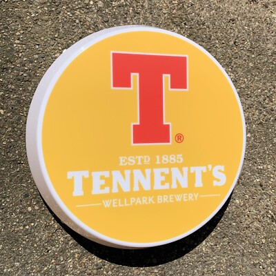 TENNENTS beleuchtetes LED Bar Schild Getränke Logo Pub Bier Ale Mann Höhle Garage Schuppen