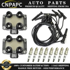 CNPAPC 2x FD487 Ignition Coil Pack+8x Spark Plug Wires +8x Spark Plug For Ford