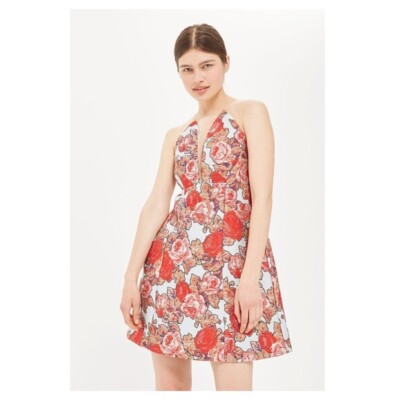 Sleeveless Floral Jacquard Mini Dress Sz 4 | eBay