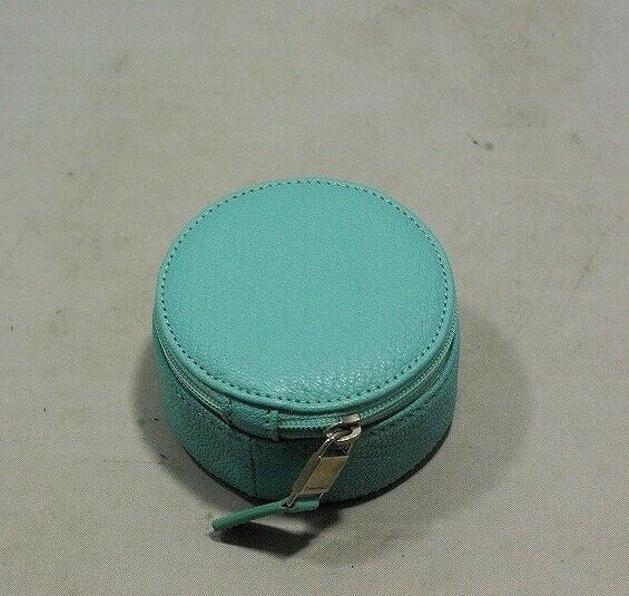 Tiffany & Co. Round Leather Travel Jewelry Case Blue Used w Tiffany & Co. Round Leather Travel Jewelry Case Blue Used w