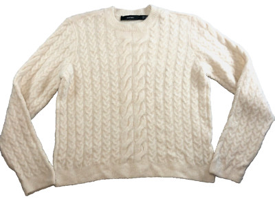 Vero Moda Womens Sweater Sz XL Ivory Cable Knit Classic Long Sleeve