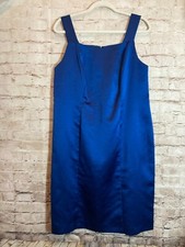 Vintage ONYX Nite By Wendye Chaitin Dress Womens 14 Satin Cobalt Party Evening