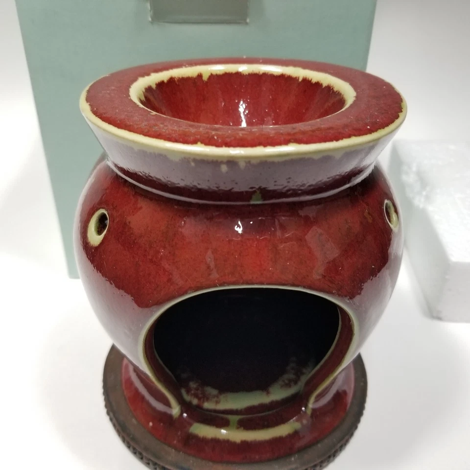 Calentador de fusión de cera aroma especias marroquíes PartyLite rojo borgoña quemador ligero de té Foto 2 de 4