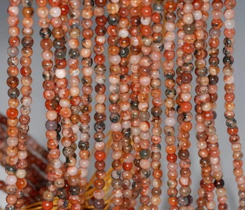 Cuentas sueltas redondas de inclusión roja de piedras preciosas de ágata musgo rojo de 3 mm 15,5 pulgadas - Imagen 3 de 5