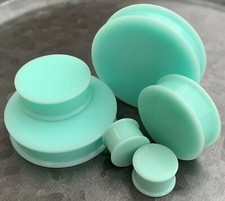 PAIR Teal Solid Silicone Plugs Double Flare Tunnels Earlets Gauges up to 2 inch 