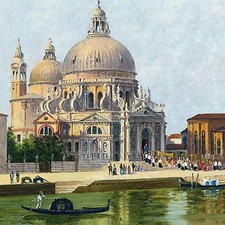 VENICE by A. Brandeis river boat Tile Mural Kitchen Backsplash Marble Ceramic