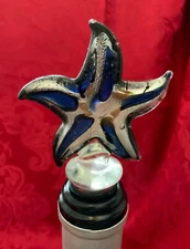 NEW FLAWLESS Stunning LS ARTS Art Glass Crystal STARFISH WINE BOTTLE STOPPER