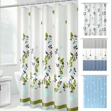 180 180CM Bathroom Shower Curtain Waterproof With Hooks Ring Mildew Resistant 