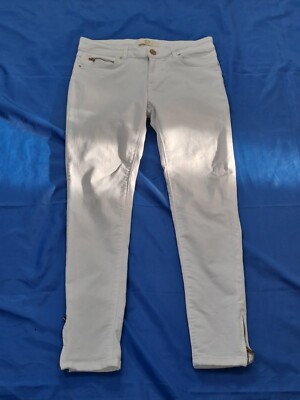 Zara White Skinny Leg Mid Rise Denim Jeans Womens Size 14 (HR14)