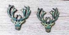 wood deer elk antlers buttons sewing 2 holes 1 1/4 inch (set #5)