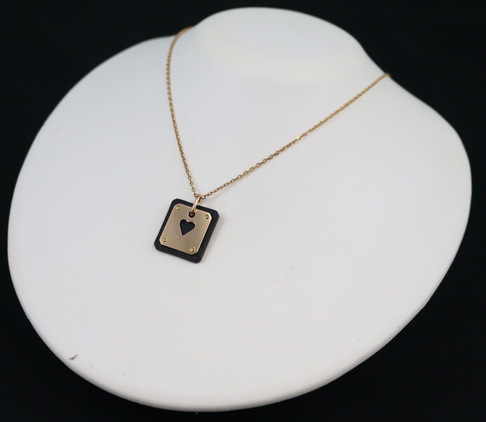 Auth HERMES Necklace As de Coeur Heart Leather | eBay