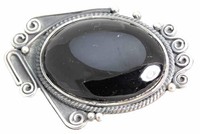 Sterling Silver Brooch - Vintage Style Design Obsidian Sterling Silver Brooch - Vintage Style Design Obsidian