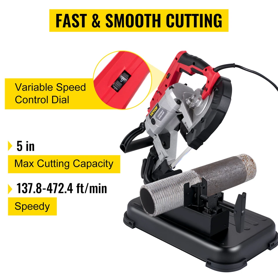 VEVOR 127mm Portable Band Saw Cold Cut Metal Cut Chop Bandsaw Steel Hand Drop - image 2 of 4