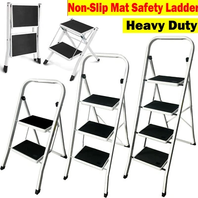 DAYPLUS Folding 1 2 3 4 Step Ladder Safety NonSlip Small Mini Stool Ladders Kitchen DIY