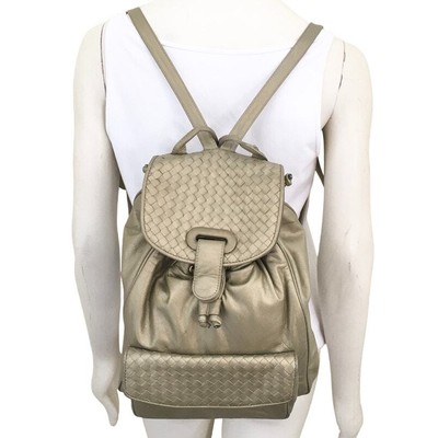 Vintage ASPECTS Vegan Leather Bucket Backpack Metallic Gold  display picture 1