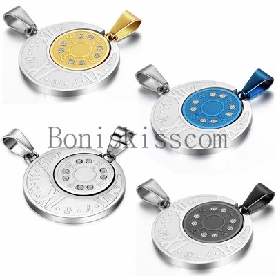 Couples Stainless Steel Compass Roman Numerals Pendant Necklace Christmas Gift
