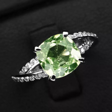 Entrancing Lime Green Peridot Cushion 2.60Ct 925 Sterling Silver Handmade Rings