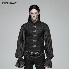 Punk Rave Victorian Jacquard Gothic Medieval Regency Black Vest Waistcoat WY-996