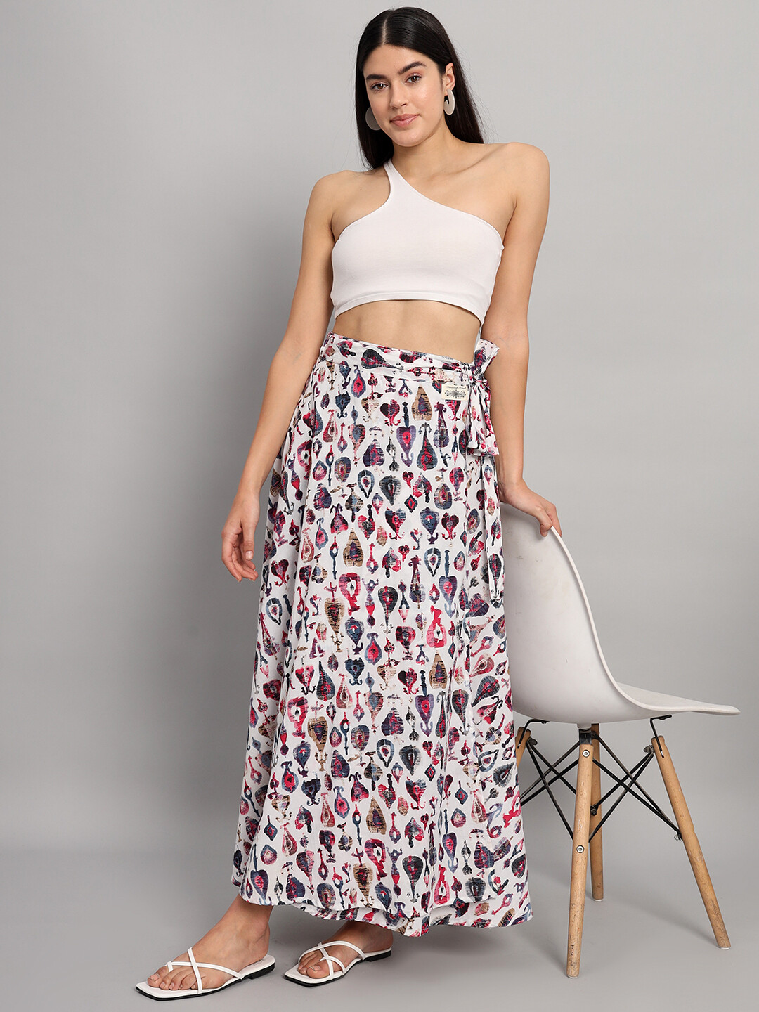 Elegante Algodón Falda Tipo Pareo Cómodo Y Versátil Mujer Moda Largo Envuelva