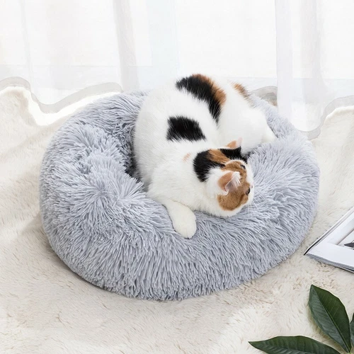 Calming Fluffy Pet Bed | Anti-anxiety Cat Bed | Donut Round Dog Bed | Pet Nest - Picture 2 of 11