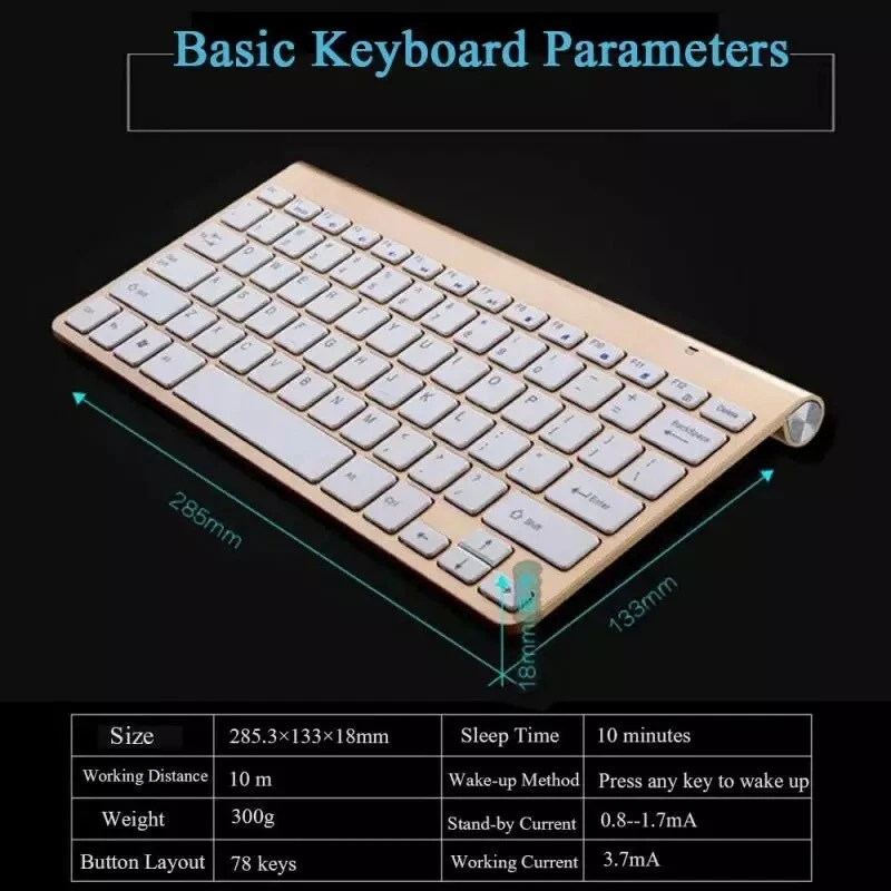 Mini Wireless Keyboard And Mouse Set Waterproof 2.4G For Mac Apple PC Computer - Image 2 of 4