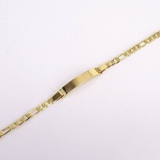 18k Layered Real Gold Filled I'd bracelet Figaro links 7.5 Inches