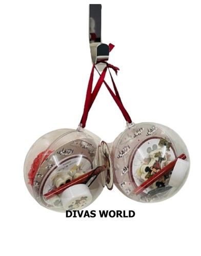Disney Mickey Minnie Stationery Baubles PK Of 2 Christmas Tree Hanging Decor - Picture 2 of 4