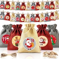 Adventskalender 24 StüCk JutesäCkchen 18X13Cm BefüLlen Weihnachten GeschenktüTen