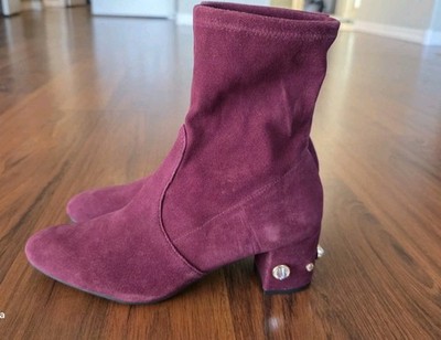 Stuart Weitzman Allshine 60 Burgundy Suede Bootie Size 8