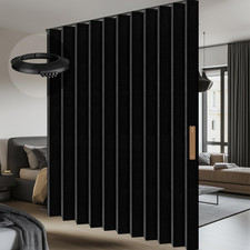 100 Blackout Accordion Room Divider Curtains - with Flexible Ceiling Track Tota