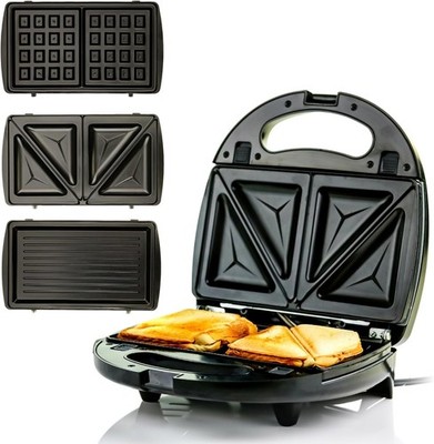 3 in 1 Electric Sandwich Maker, Panini Press Grill and Waffle Iron Set with Remo
