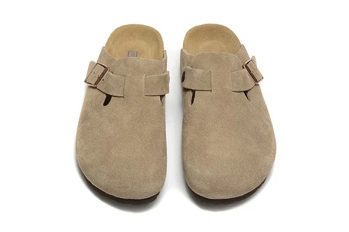 Zuecos Birkenstock Boston de gamuza topo plantilla suave plana informal zapatos anchos para hombre - Imagen 4 de 9