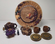 Mini Tea Set Popular Imports 1996 Featuring A Wine  Grape Theme Mini Tea Set