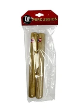 Wood Claves Set  DP With Puerto Rico Flag Design. 8" x 1/2” -Económico.