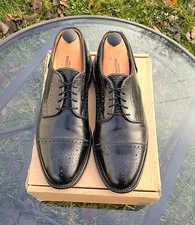 Allen Edmonds 7.5D 'Lexington' Black Cap-toe Derby EUC $425 USA Made