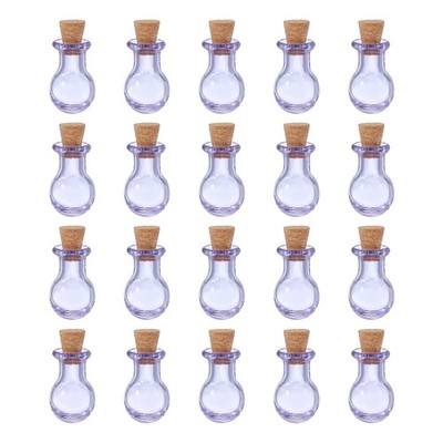 20 Pcs Small Long Bottled Mini Glass Bottles Jars with Cork Stopper, Purple